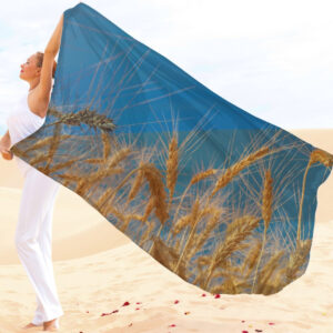 Парео-хустка-палантин 10в1 з принтом Колоски на фоні неба ВСІ Розміри