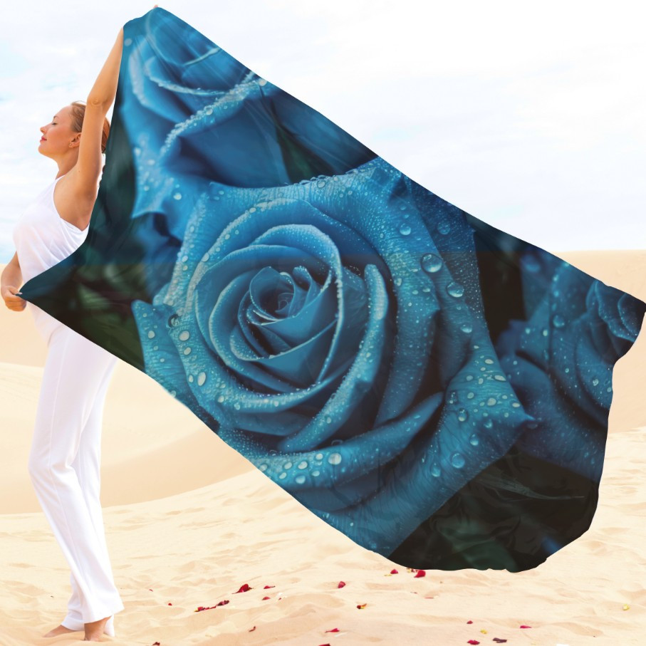 Парео-хустка-палантин 10в1 з принтом Квітковий принт Блакитна троянда ВСІ Розміри