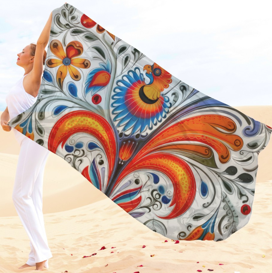 Парео-хустка-палантин 10в1 з принтом Етнічний орнамент ВСІ Розміри