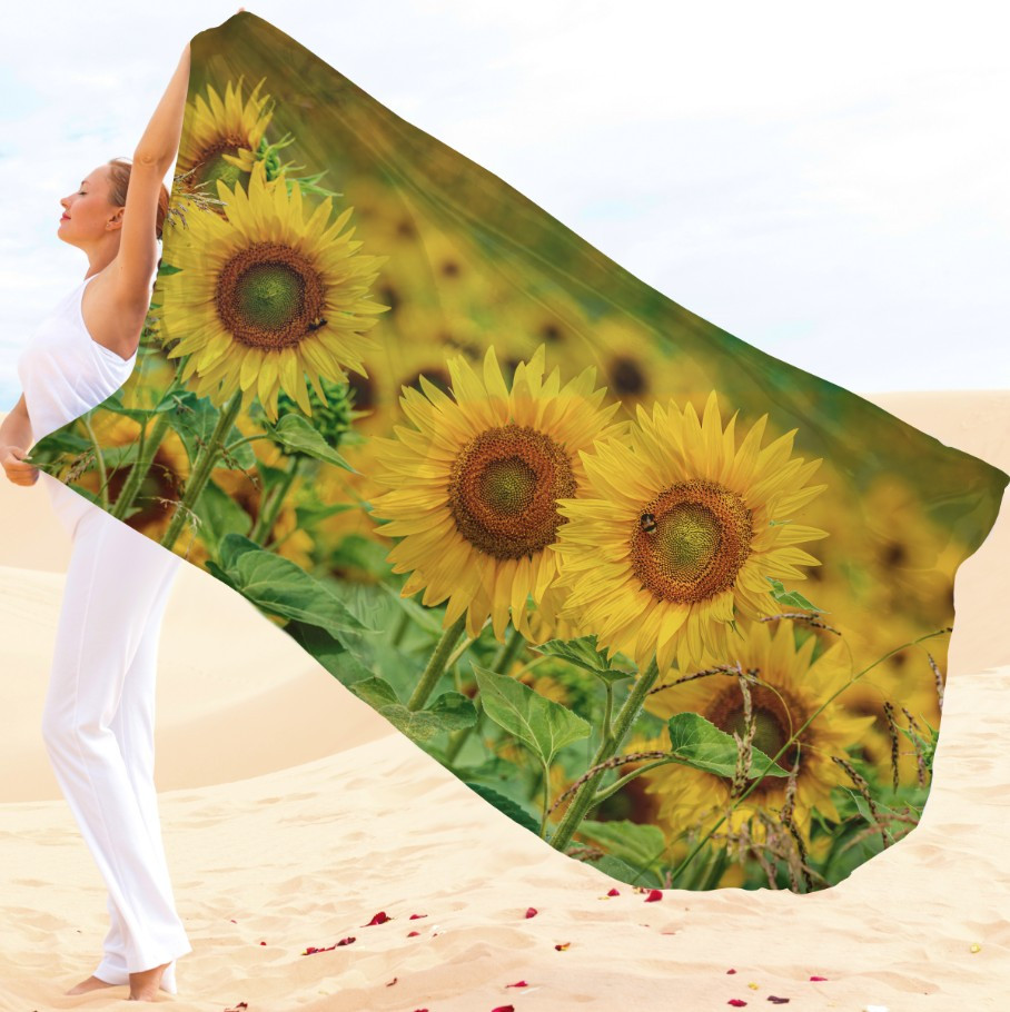 Парео-хустка-палантин 10в1 з принтом Квітковий принт Соняхи ВСІ Розміри