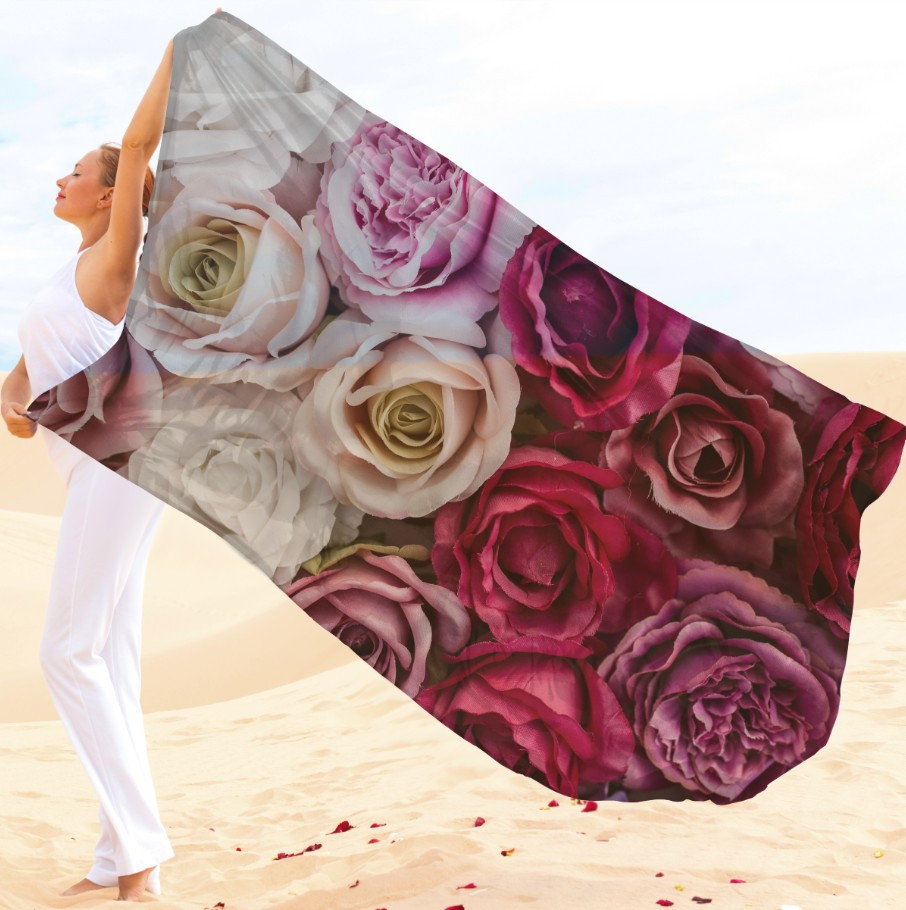 Парео-хустка-палантин 10в1 з принтом Квітковий принт Троянди ВСІ Розміри