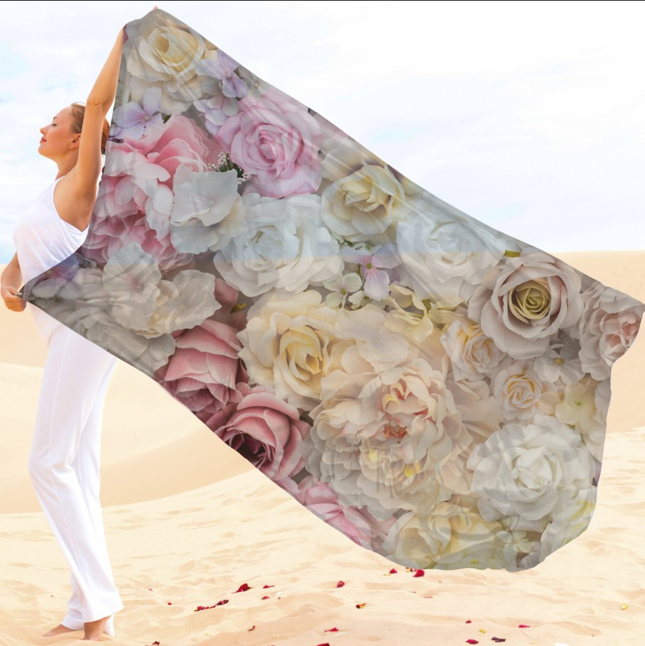 Парео-хустка-палантин 10в1 з принтом Квітковий принт Троянди ВСІ Розміри