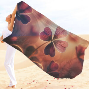 Парео-хустка-палантин 10в1 з принтом Квітковий принт Листя конюшини ВСІ Розміри