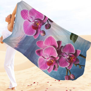Парео-хустка-палантин 10в1 з принтом Квітковий принт Орхідеї ВСІ Розміри