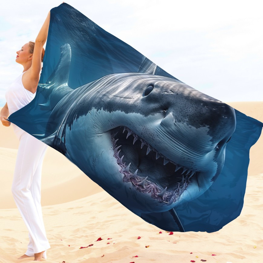 Парео-хустка-палантин 10в1 з принтом Акула ВСІ Розміри