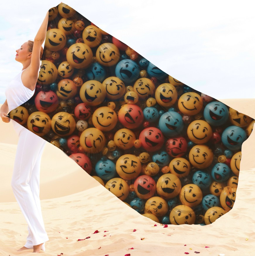 Парео-хустка-палантин 10в1 з принтом Різнобарвні смайли ВСІ Розміри