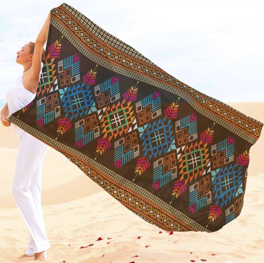 Парео-хустка-палантин 10в1 з принтом Етнічний орнамент ВСІ Розміри
