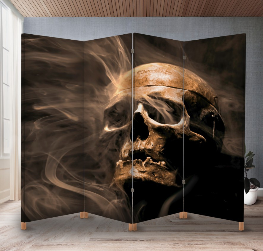 Декоративний екран (ширма) з принтом Череп коричневий