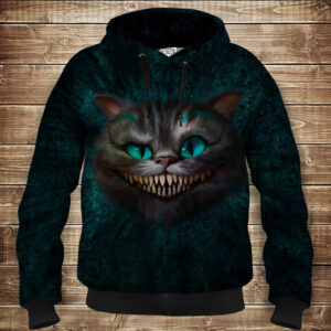 Толстовка унісекс з 3D принтом на тему: Чеширський кіт посмішка ВСІ Розміри Преміум тканина