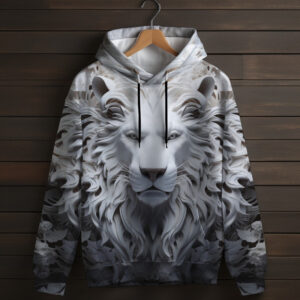 Толстовка унісекс з 3D принтом на тему: Білий лев ВСІ Розміри Преміум тканина