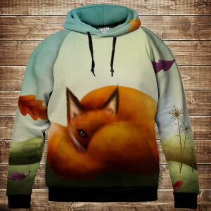Толстовка унісекс з 3D принтом на тему: Лис та осінь ВСІ Розміри Преміум тканина
