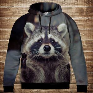 Толстовка унісекс з 3D принтом на тему: Єнот ВСІ Розміри Преміум тканина