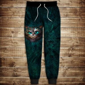Штани з 3D принтом:Чеширський кіт усмішка. Аліса в Задзеркаллі ВСІ Розміри Преміум тканина