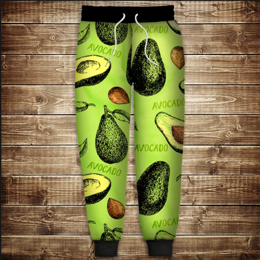 Штани з 3D принтом:Авокадо ВСІ Розміри Преміум тканина