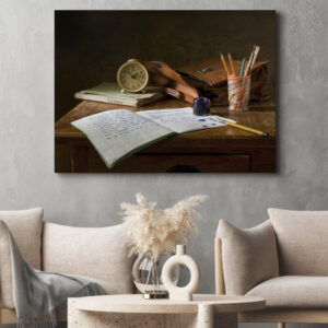 Картина з натюрмортом - Зошит чорнило і годинник