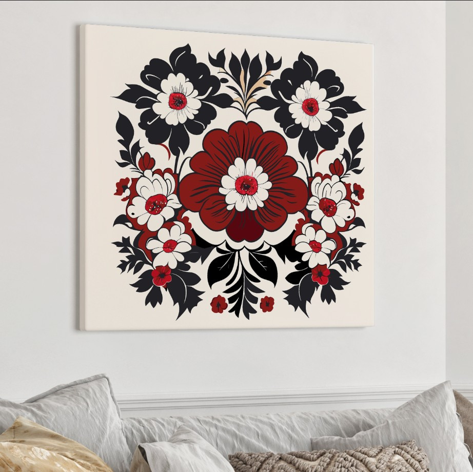 Картина з натюрмортом - Етнічний квітковий орнамент