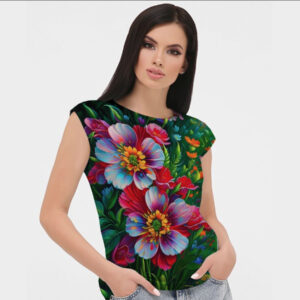 Блуза жіноча з принтом Квітковий орнамент ВСІ Розміри Преміум тканина