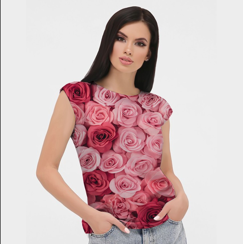 Блуза жіноча з принтом Квітковий орнамент ВСІ Розміри Преміум тканина