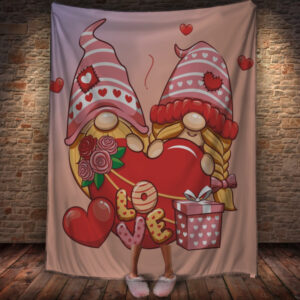 Плед із 3D принтом на тему - День святого Валентина. Гноми 150х200 см.