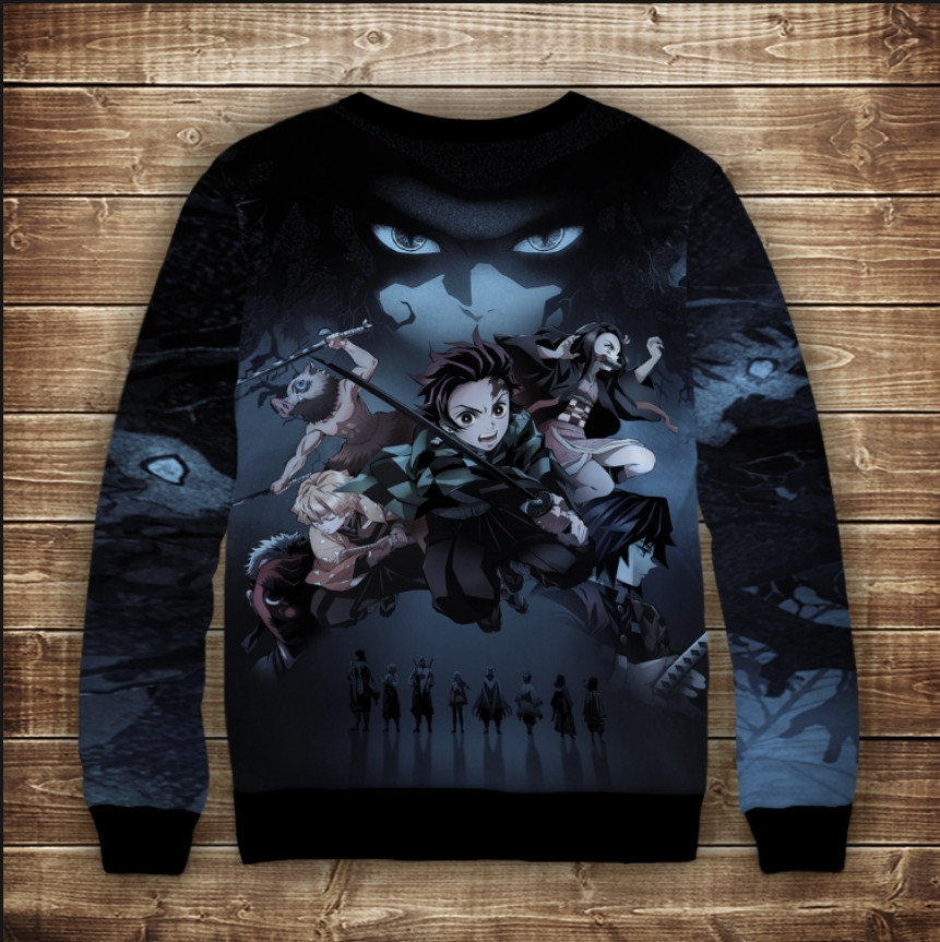 Свитшот с 3D принтом Demon Slayer. Клинок розсікаючий демона ВСІ Розміри Преміум тканина