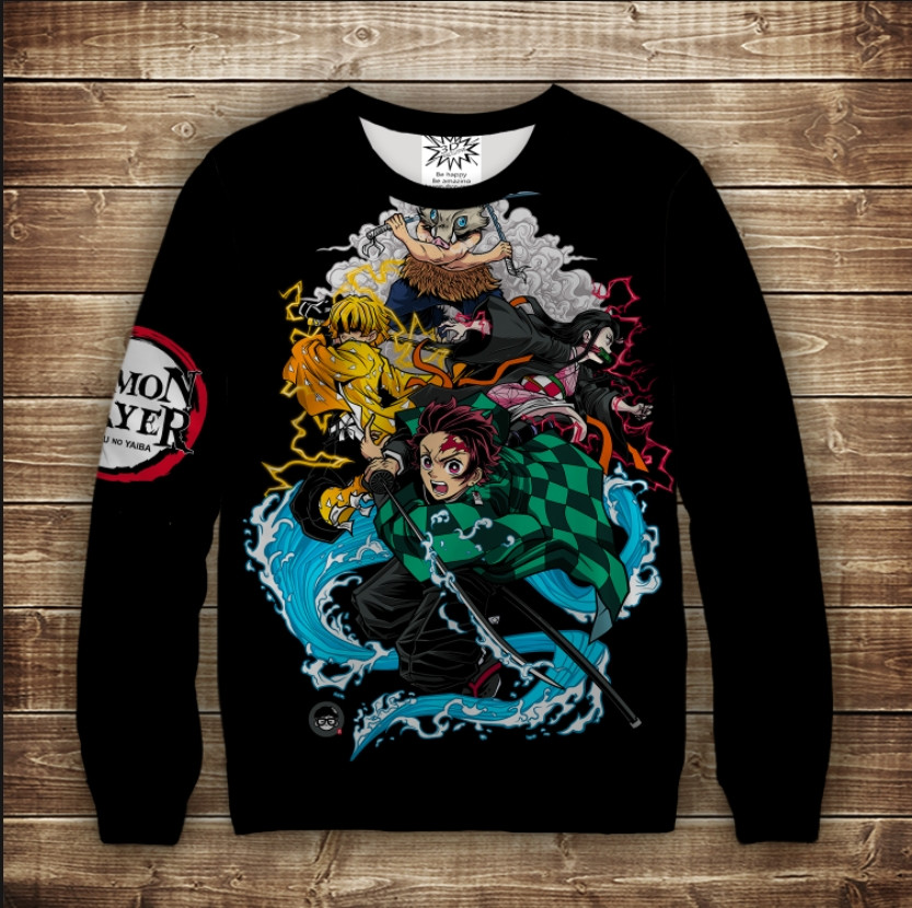 Свитшот с 3D принтом Demon Slayer. Клинок розсікаючий демона ВСІ Розміри Преміум тканина