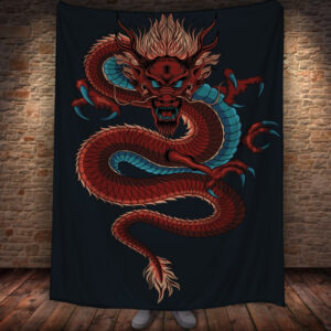 Плед із 3D-принтом Реальні великі дракони. Червоний дракон 150х200 см.