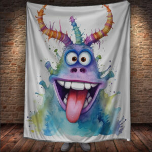 Плед із 3D-принтом Мультяшний монстр із рогами 150х200 см.