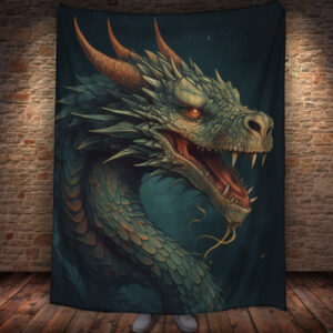 Плед із 3D-принтом Великий дракон із зубами 150х200 см.