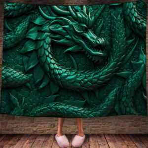 Плед із 3D-принтом Статуя зеленого дракона 150х200 см.