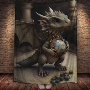 Плед із 3D-принтом на тему:Маленький реалістичний дракончик 150х200 см.