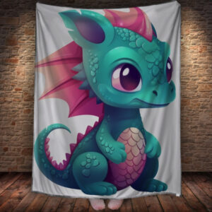 Плед із 3D-принтом на тему:Маленький реалістичний зелений дракончик 150х200 см.