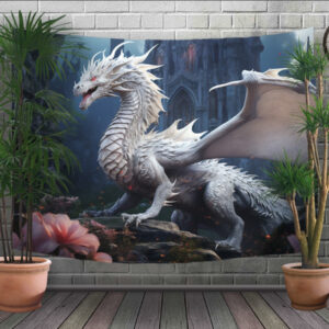 Панно - тапестрі (гобелен) з 3D принтом Великий білий дракон.
