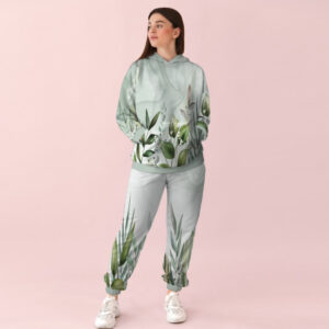 Жіночий білий спортивний костюм із принтом рослинний орнамент. 0_021 ВСІ Розміри Преміум тканина
