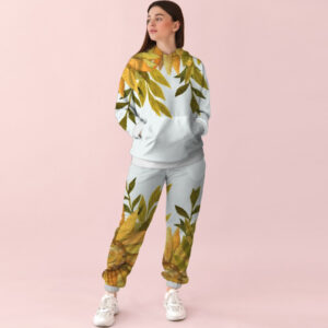 Жіночий білий спортивний костюм із принтом яскраві соняхи. 0_031 ВСІ Розміри Преміум тканина