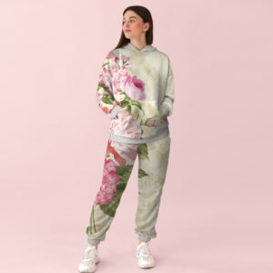 Жіночий спортивний костюм із принтом ніжні квіти 0_065 ВСІ Розміри Преміум тканина