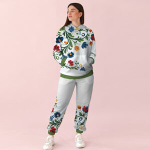 Жіночий білий спортивний костюм із принтом квітковий орнамент 0_068 ВСІ Розміри Преміум тканина