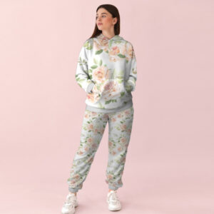 Жіночий білий спортивний костюм із принтом квітковий орнамент 0_082 ВСІ Розміри Преміум тканина