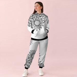 Жіночий білий спортивний костюм із принтом соняхи 0_094 ВСІ Розміри Преміум тканина