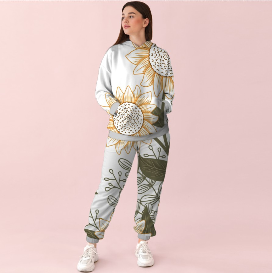 Жіночий спортивний костюм із принтом соняхи 0_096 ВСІ Розміри Преміум тканина