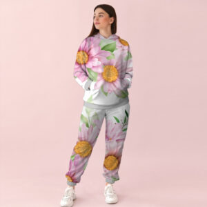 Жіночий спортивний костюм із принтом ніжний квітковий орнамент 0_098 ВСІ Розміри Преміум тканина