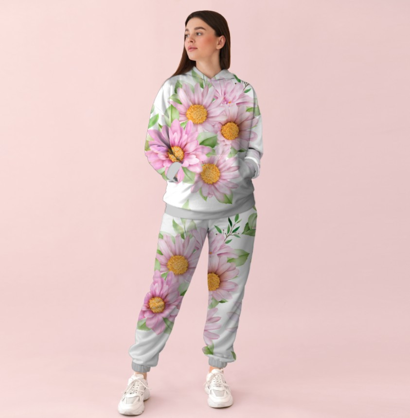 Жіночий спортивний костюм із принтом ніжний квітковий орнамент 0_099 ВСІ Розміри Преміум тканина