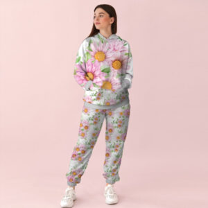 Жіночий спортивний костюм із принтом ніжний квітковий орнамент 0_100 ВСІ Розміри Преміум тканина