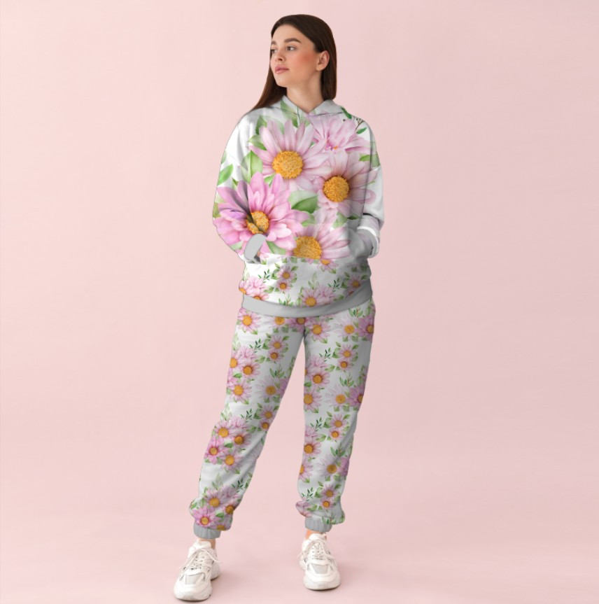 Жіночий спортивний костюм із принтом ніжний квітковий орнамент 0_100 ВСІ Розміри Преміум тканина