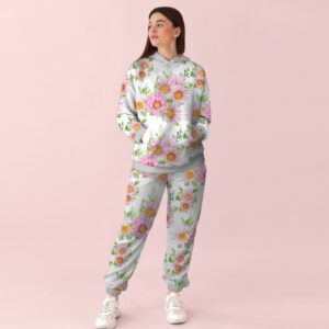 Жіночий спортивний костюм із принтом ніжний квітковий орнамент 0_101 ВСІ Розміри Преміум тканина