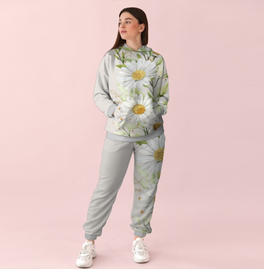 Жіночий спортивний костюм із принтом ніжний квітковий орнамент 0_102 ВСІ Розміри Преміум тканина