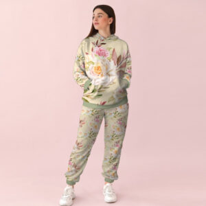 Жіночий спортивний костюм із принтом ніжний квітковий орнамент 0_106 ВСІ Розміри Преміум тканина