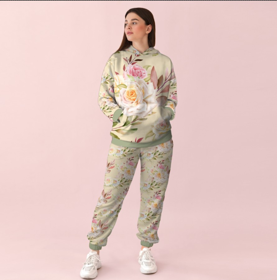 Жіночий спортивний костюм із принтом ніжний квітковий орнамент 0_106 ВСІ Розміри Преміум тканина