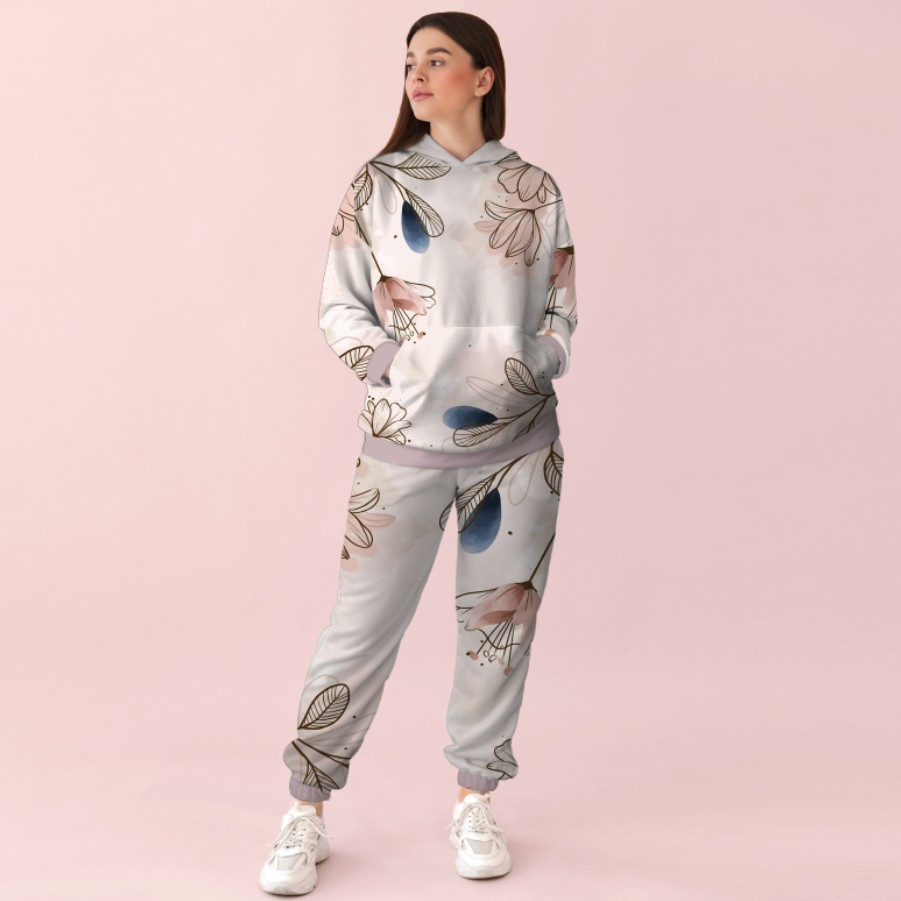 Жіночий спортивний костюм із принтом квітковий орнамент 0_120 ВСІ Розміри Преміум тканина