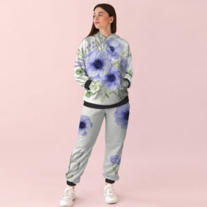 Жіночий білий спортивний костюм із принтом блакитні маки 0_124 ВСІ Розміри Преміум тканина
