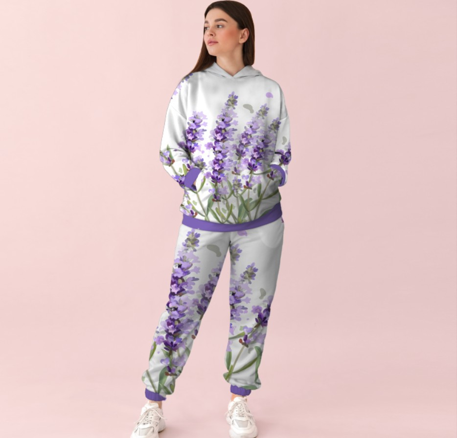 Жіночий спортивний костюм із принтом ніжні квіти 0_126 ВСІ Розміри Преміум тканина